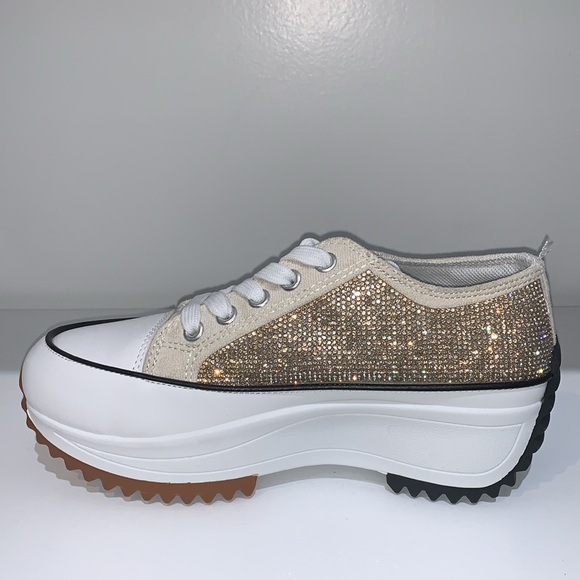 GOLD RHINESTONE LOW TOP SNEAKER - Picture 7 of 10